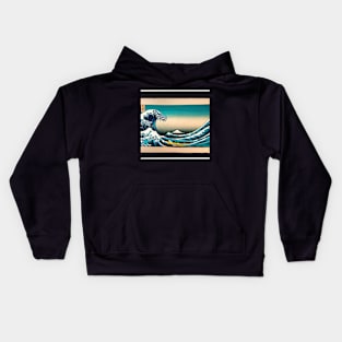 Elegance Meets Nature - A Stunning Ukiyo-e Sunset Wave Kids Hoodie